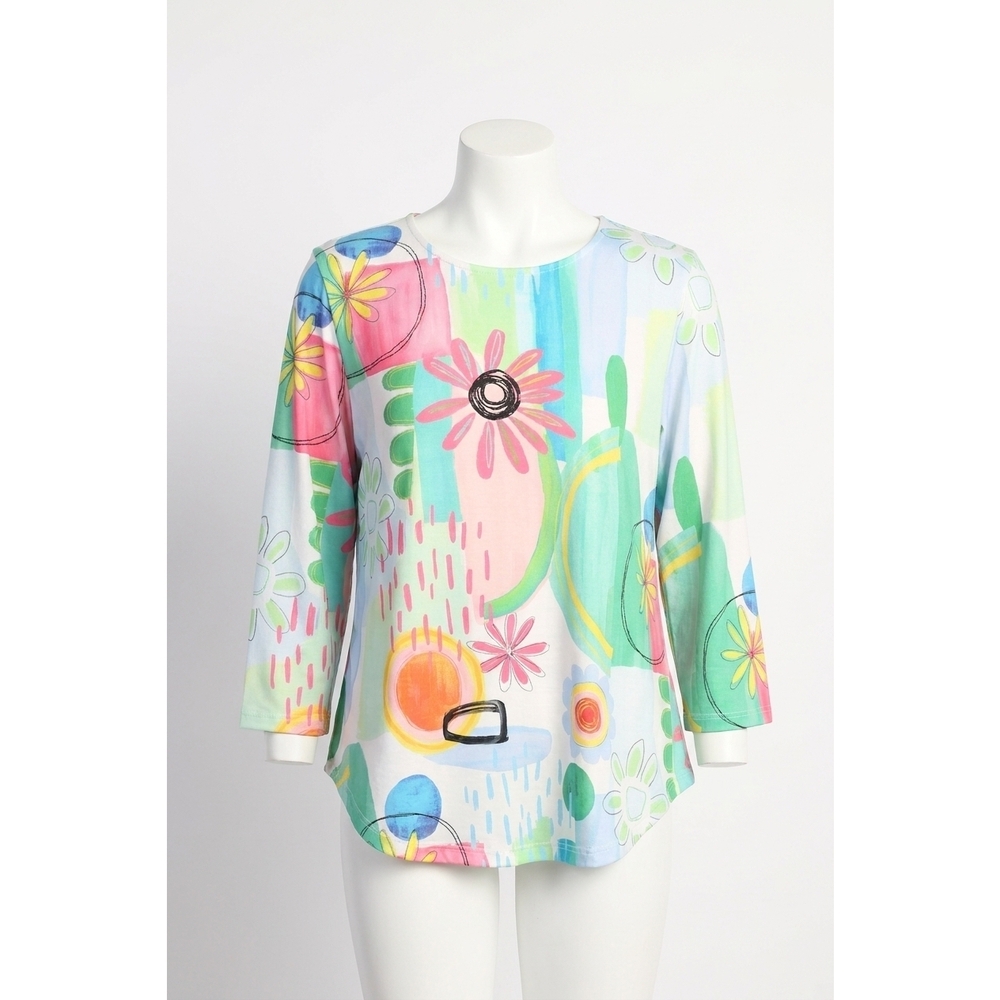 NEW JESS & JANE soft touch round hem top in sunny